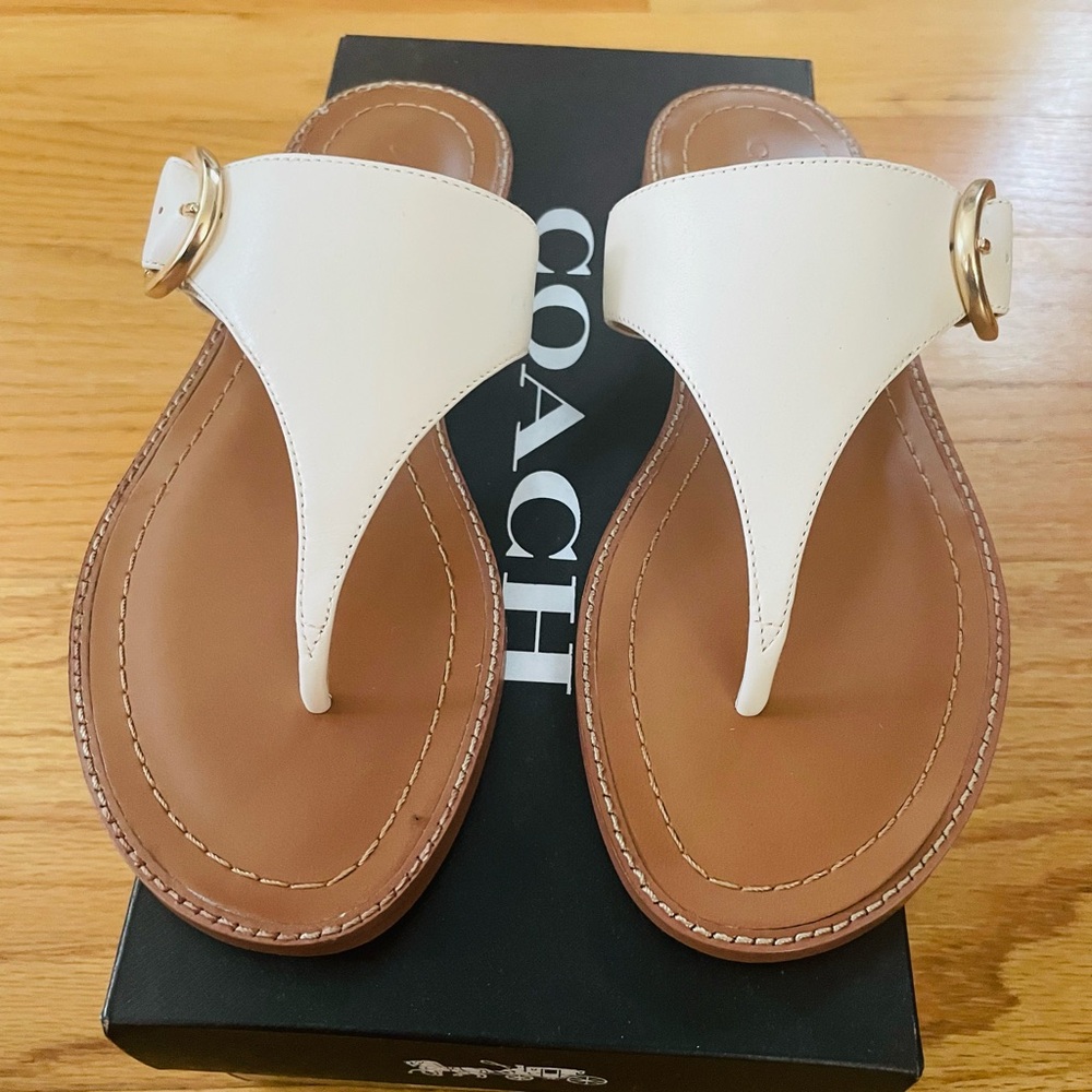 NEW!!! Coach Lesli in Chalk (off white) and Tan Leather Sandals